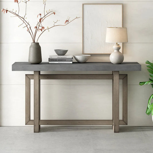 Minimalist Extra Long Entryway Table with Wood Top