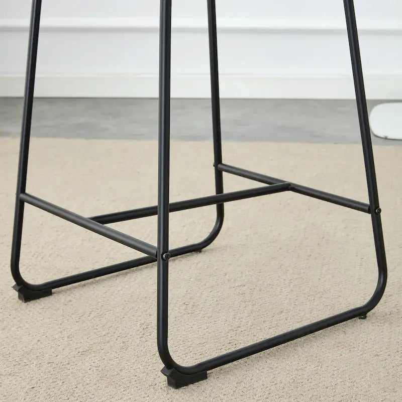 PU Leather Bar Stools Set of 2, Counter Height Bar Stools with Back and Footrest, Kitchens Island Chair with Metal Legs