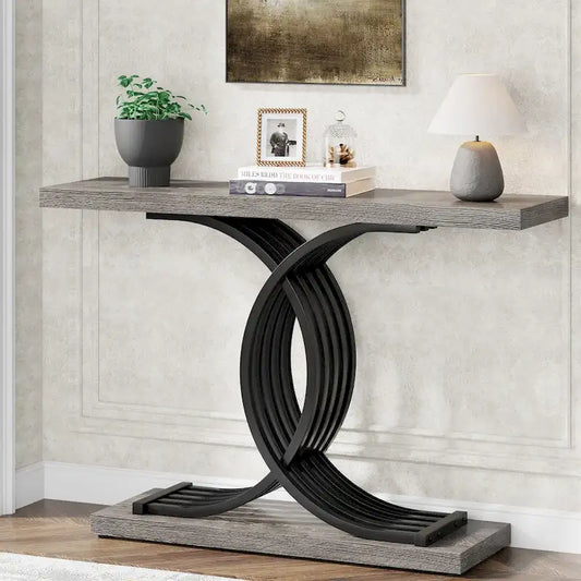 40 Modern Console Table, Faux Marble Entryway Hallway Table for Foyer