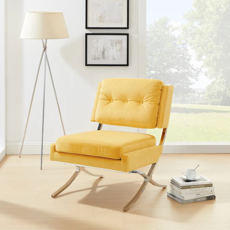 Modern and Comfortable Velvet Armless Accent Chair