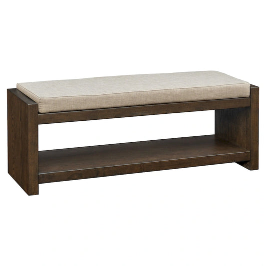 Coffee Brown Storage Bench with Cushion - 48" Wide