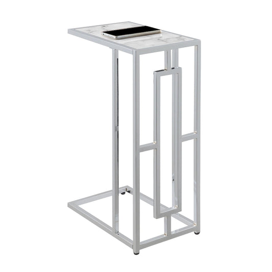 Chrome Faux Marble C End Table - Side Table for Living Room