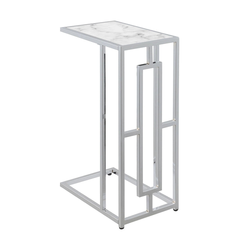 Chrome Faux Marble C End Table - Side Table for Living Room