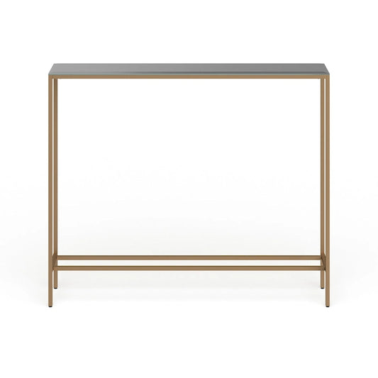 Long Narrow Console Table with Mirrored Top