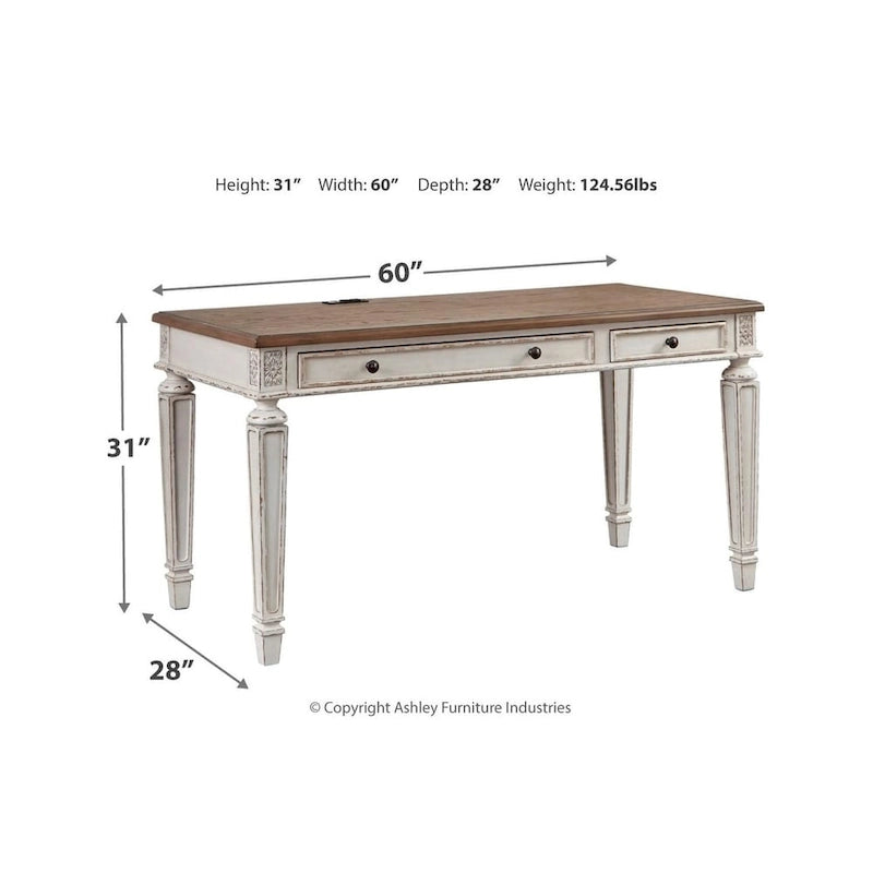 Lvory and Brown Wood Office Desk