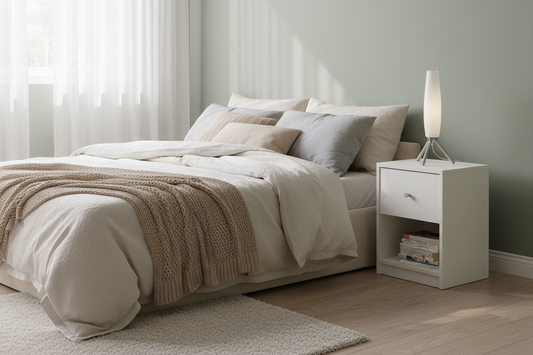 Contemporary 1-Drawer Nightstand with Storage Shelf in White
