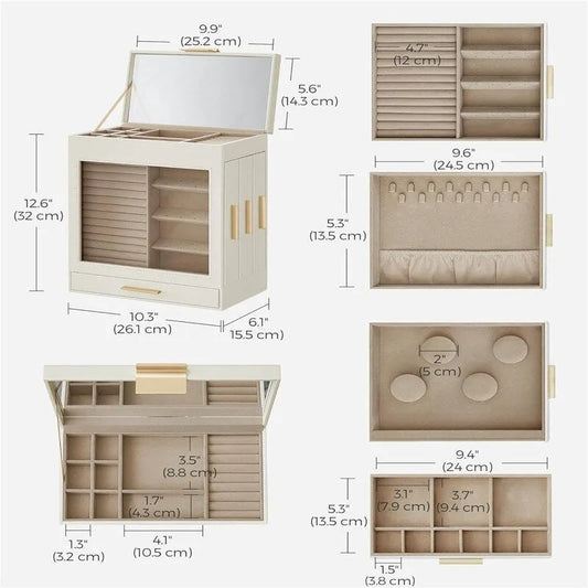 Jewelry Box with Glass Window - 6.1D x 10.3W x 12.6H