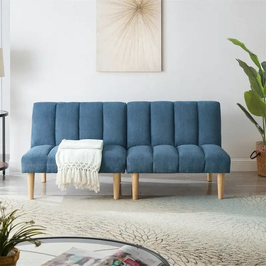 Corduroy Fabric Wooden Legs Convertible Sofa Bed
