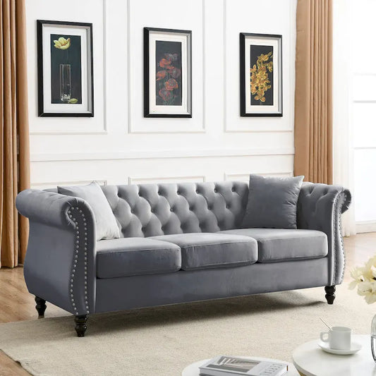 Chesterfield Sofa Grey Living Room