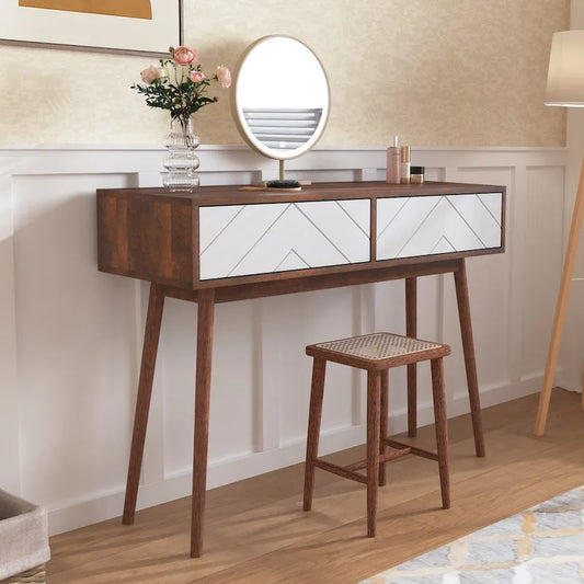 Entryway Table with 2 Carved Panel Drawers, Console Table with Storage Space and Wood Legs,Sofa Table Behind Couch for Hallway