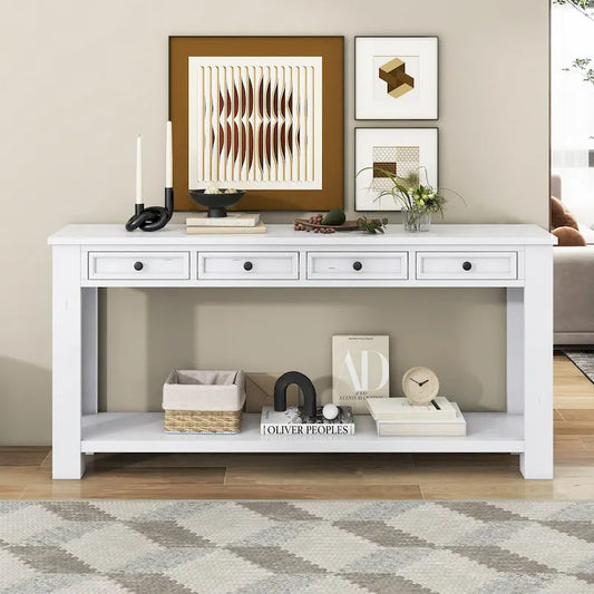 Console Table/Sofa Table with Storage Drawers and Bottom Shelf for Entryway Hallway