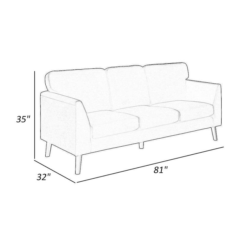 81 Inch Sofa, Yellow Velvet, Reversible Cushions, Dark Brown Wood