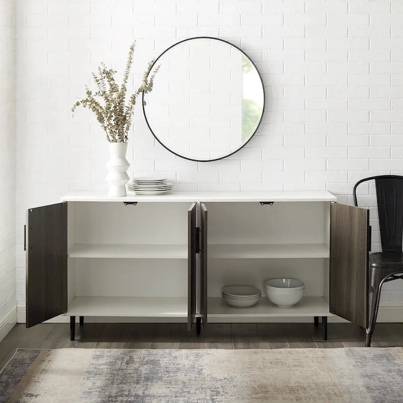 58-inch Mid-Century Modern 4-Door Buffet