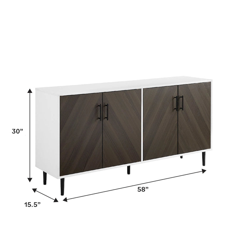 58-inch Mid-Century Modern 4-Door Buffet