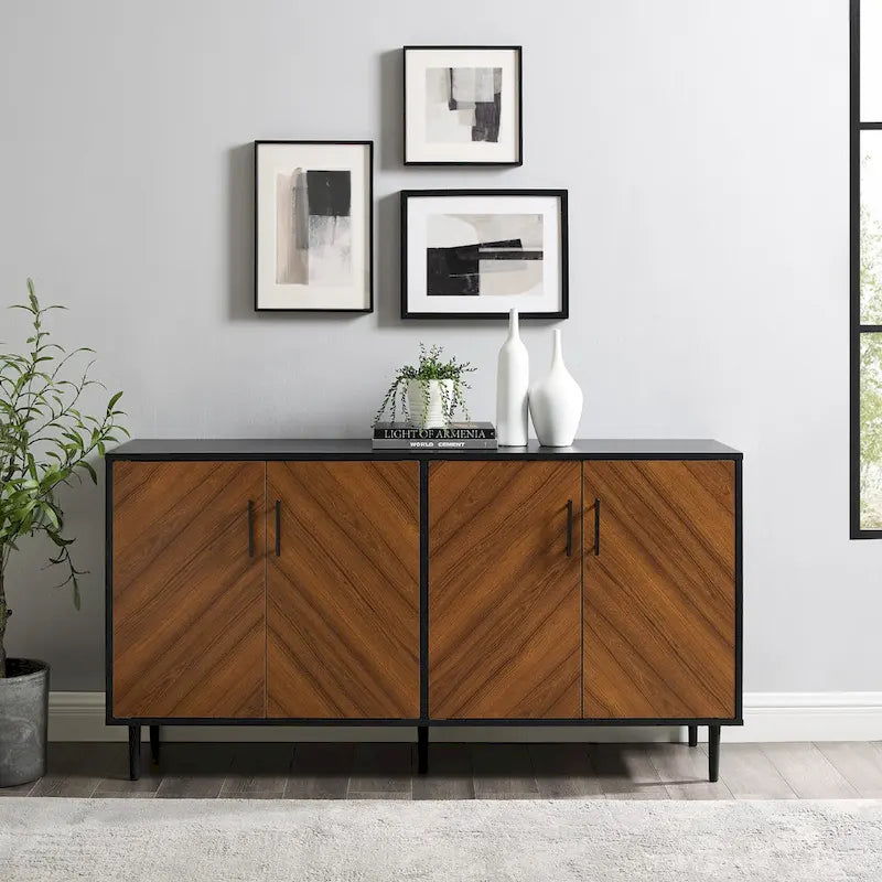 58-inch Mid-Century Modern 4-Door Buffet