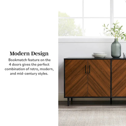 58-inch Mid-Century Modern 4-Door Buffet