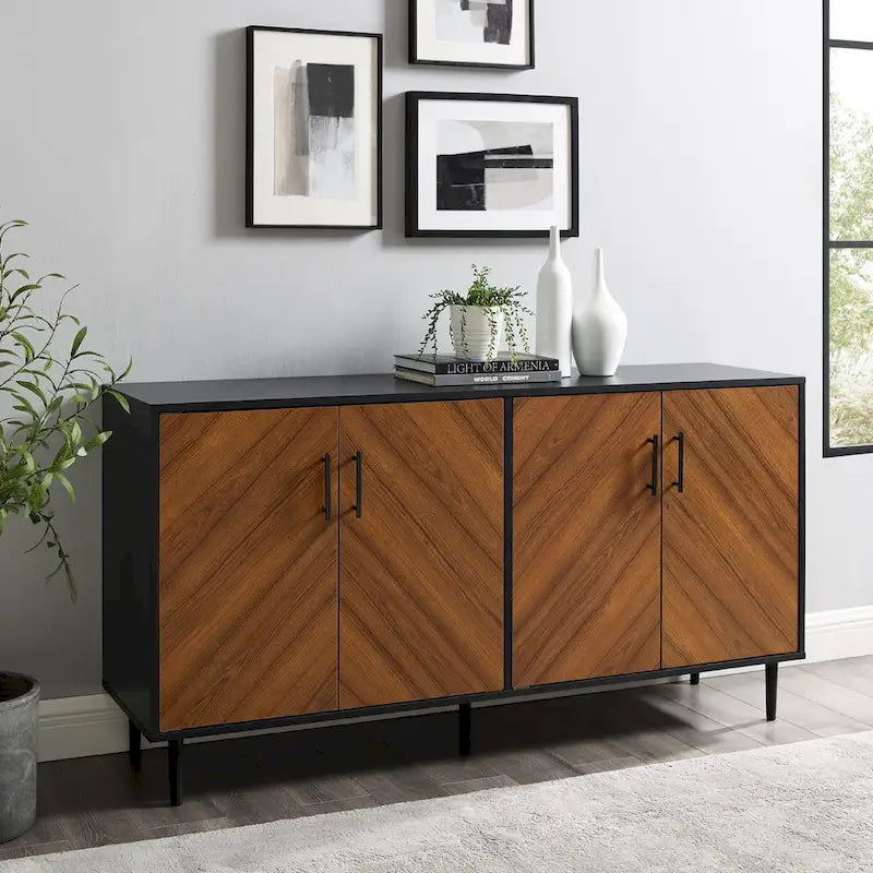 58-inch Mid-Century Modern 4-Door Buffet