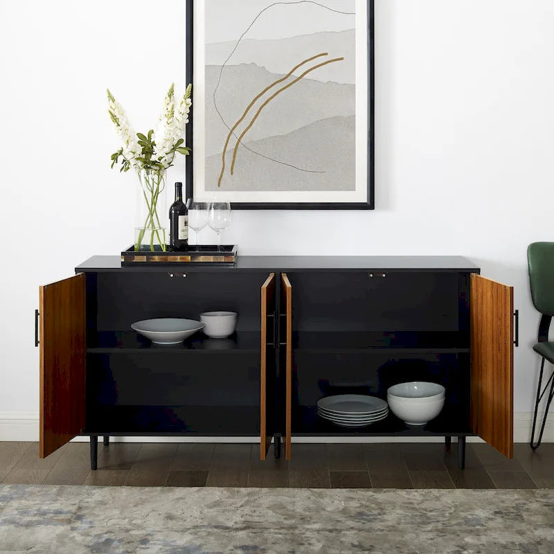 58-inch Mid-Century Modern 4-Door Buffet