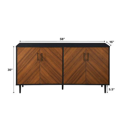 58-inch Mid-Century Modern 4-Door Buffet