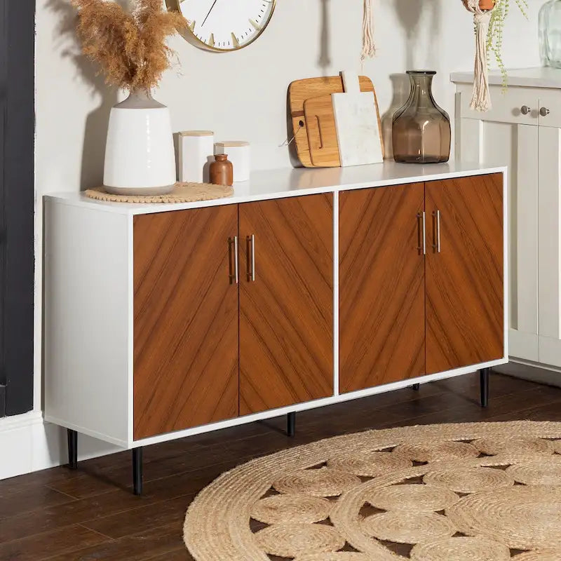 58-inch Mid-Century Modern 4-Door Buffet
