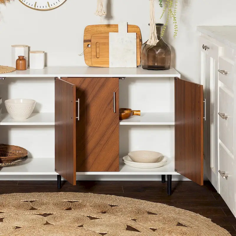 58-inch Mid-Century Modern 4-Door Buffet