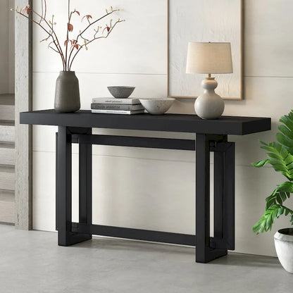 Minimalist Extra Long Entryway Table with Wood Top