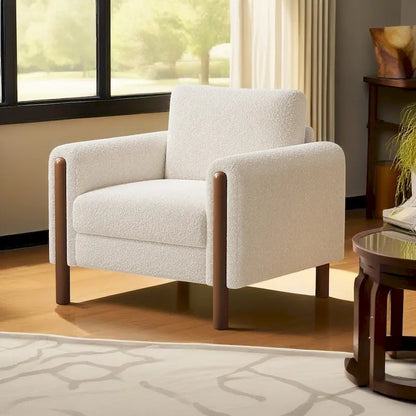 Upholstered Oversized Teddy Accent Chair with Walnut Legs
