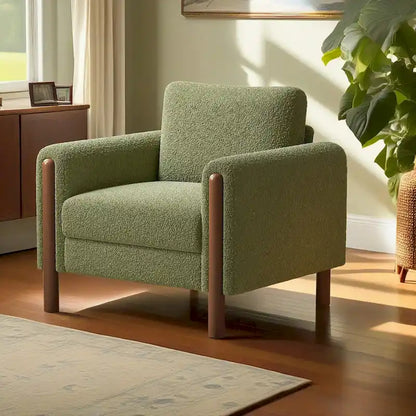 Upholstered Oversized Teddy Accent Chair with Walnut Legs