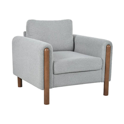 Upholstered Oversized Teddy Accent Chair with Walnut Legs