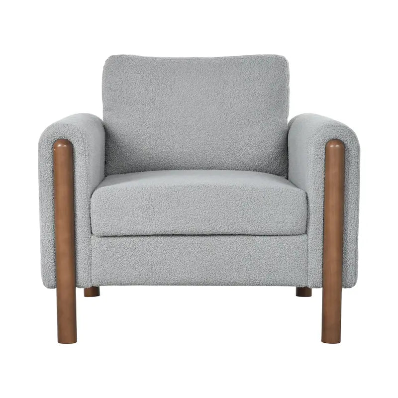 Upholstered Oversized Teddy Accent Chair with Walnut Legs