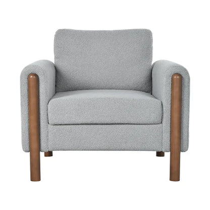 Upholstered Oversized Teddy Accent Chair with Walnut Legs