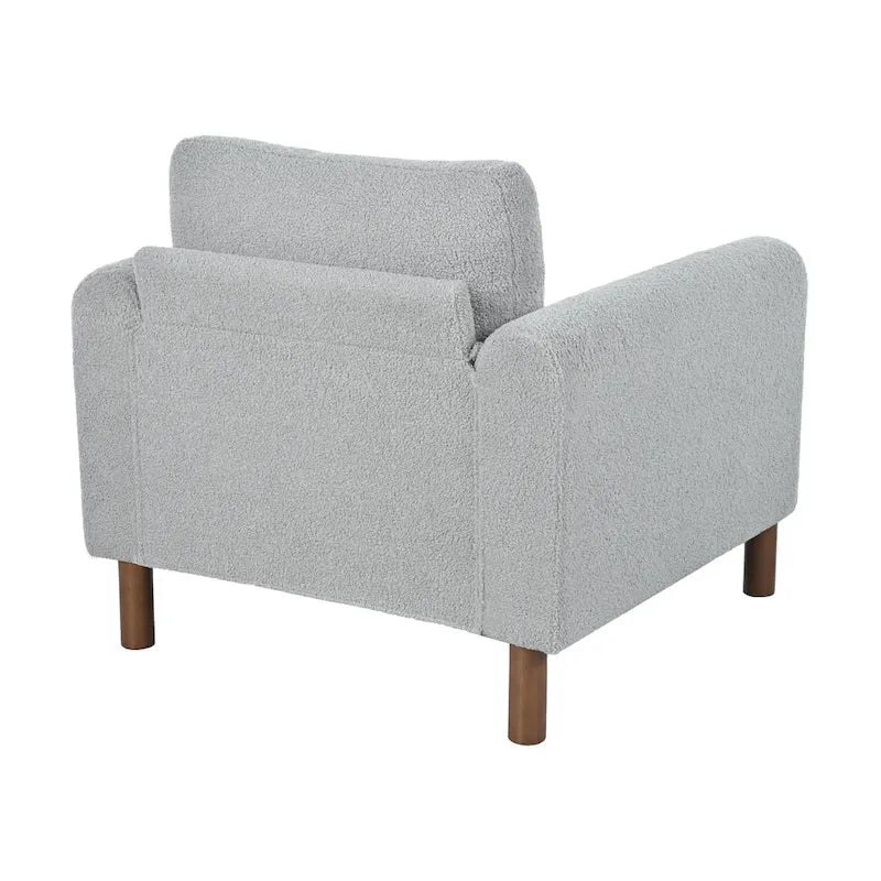 Upholstered Oversized Teddy Accent Chair with Walnut Legs