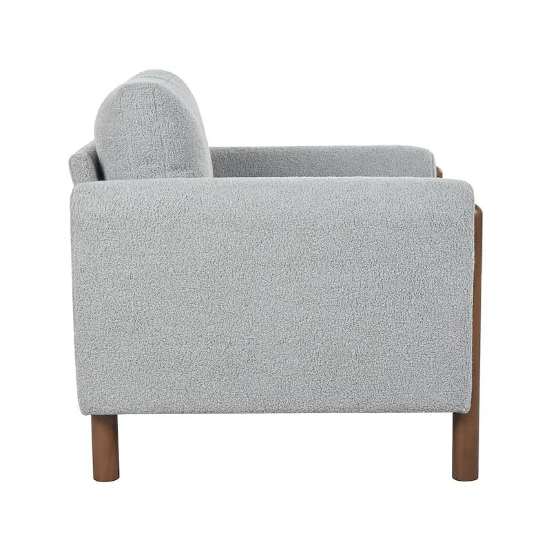 Upholstered Oversized Teddy Accent Chair with Walnut Legs