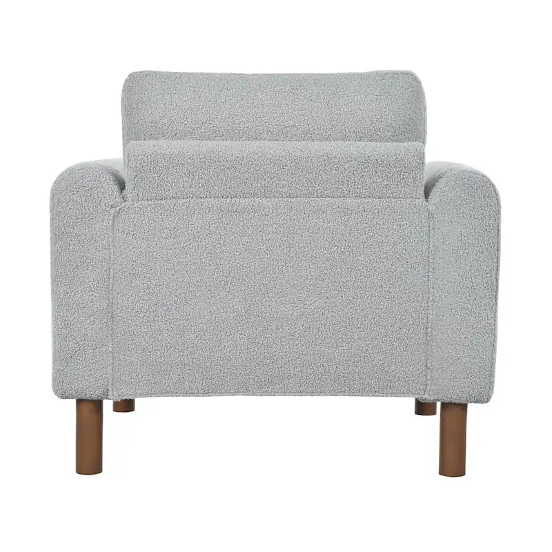 Upholstered Oversized Teddy Accent Chair with Walnut Legs