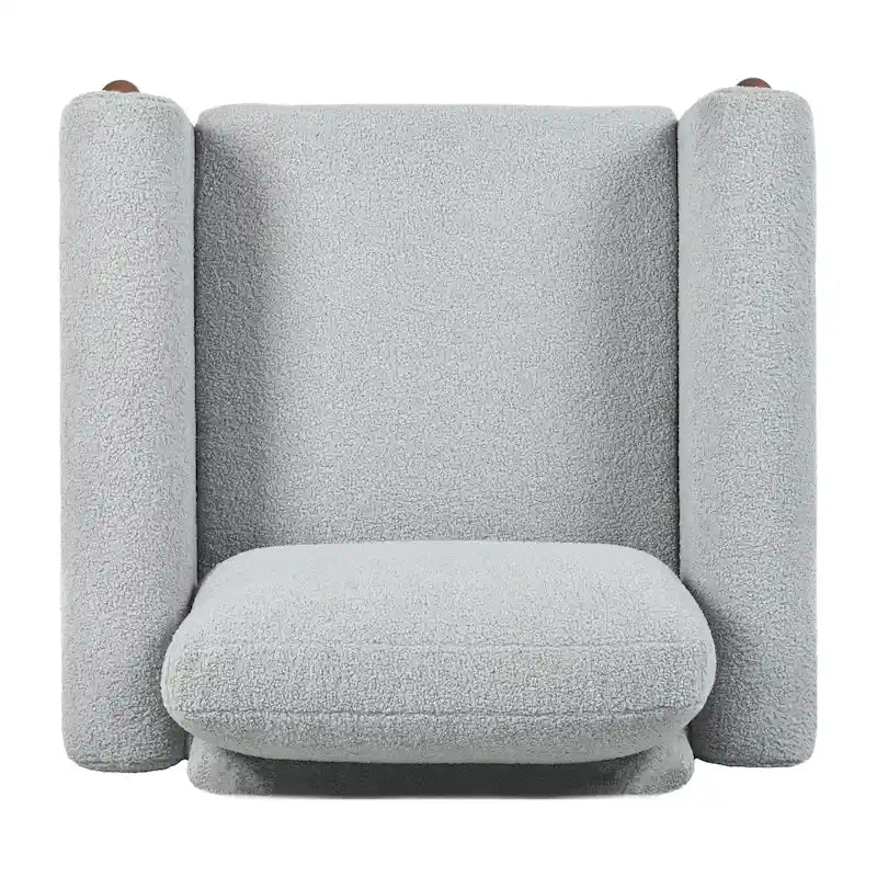 Upholstered Oversized Teddy Accent Chair with Walnut Legs