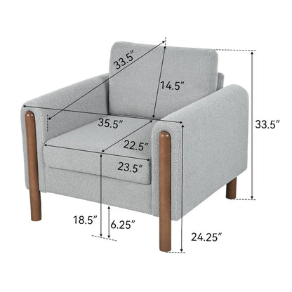 Upholstered Oversized Teddy Accent Chair with Walnut Legs
