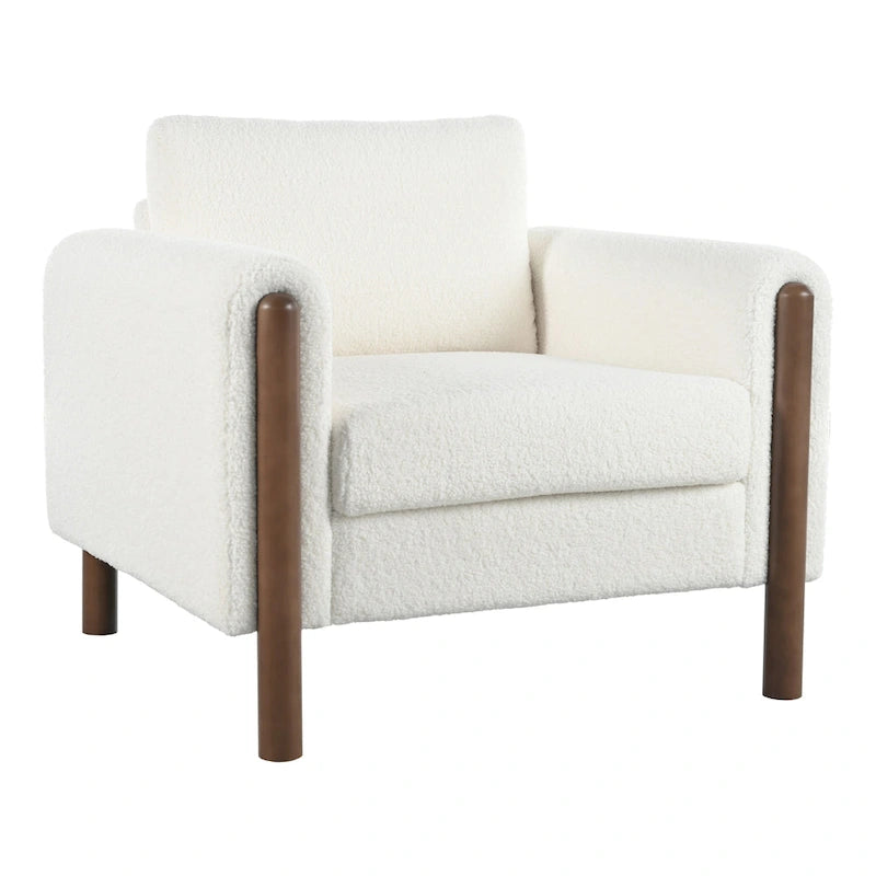Upholstered Oversized Teddy Accent Chair with Walnut Legs