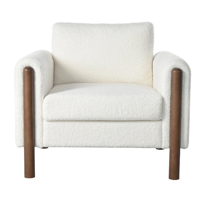 Upholstered Oversized Teddy Accent Chair with Walnut Legs