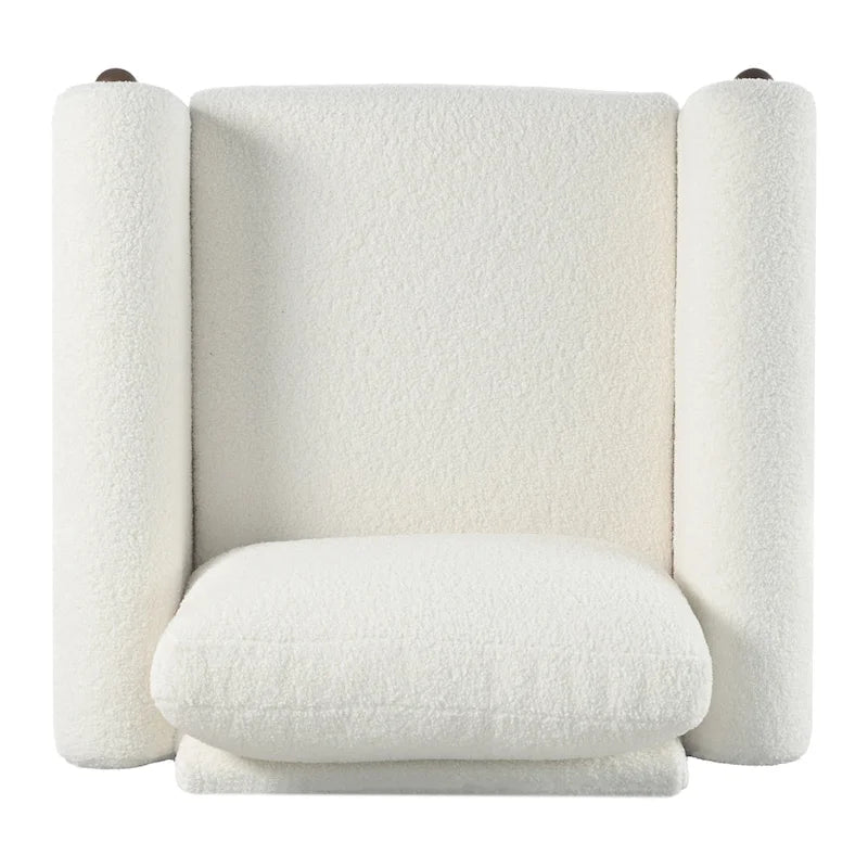 Upholstered Oversized Teddy Accent Chair with Walnut Legs