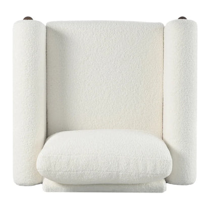 Upholstered Oversized Teddy Accent Chair with Walnut Legs