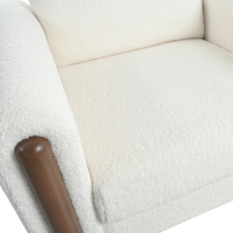 Upholstered Oversized Teddy Accent Chair with Walnut Legs