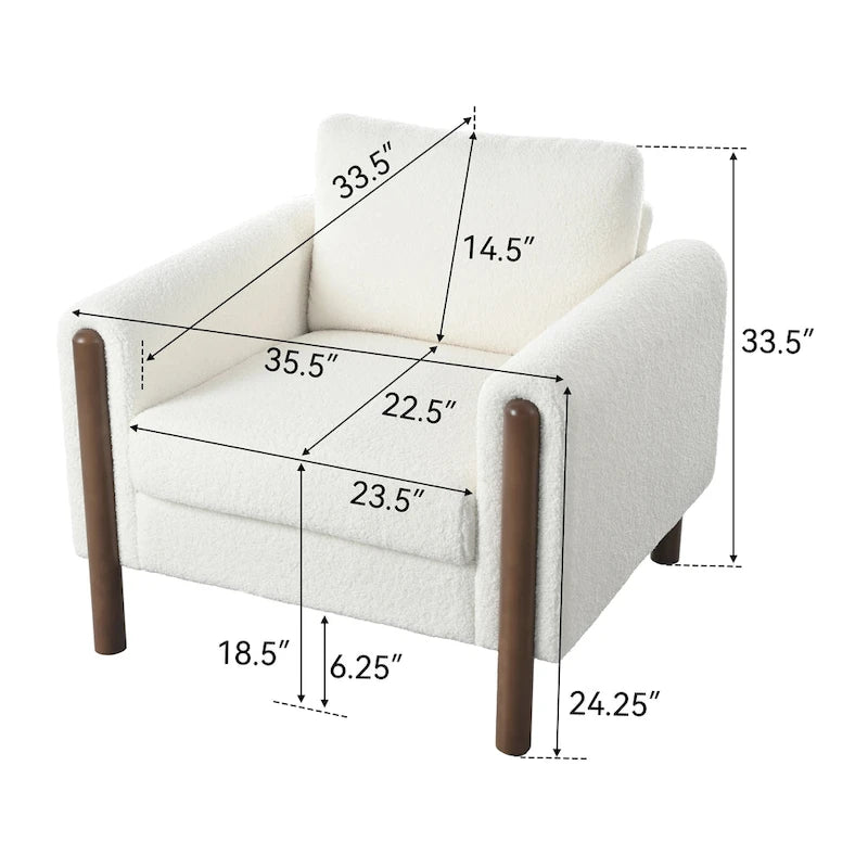 Upholstered Oversized Teddy Accent Chair with Walnut Legs