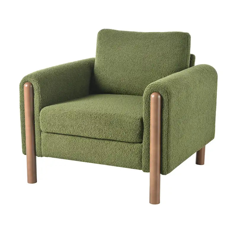 Upholstered Oversized Teddy Accent Chair with Walnut Legs