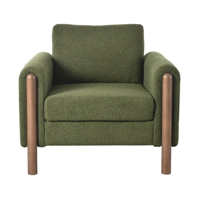 Upholstered Oversized Teddy Accent Chair with Walnut Legs