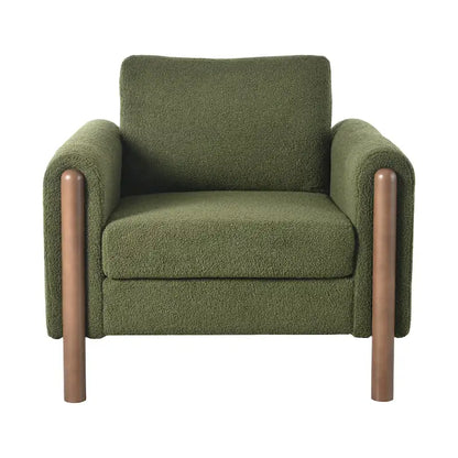 Upholstered Oversized Teddy Accent Chair with Walnut Legs