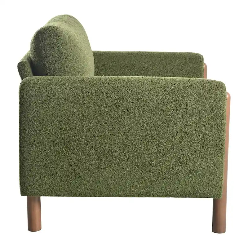 Upholstered Oversized Teddy Accent Chair with Walnut Legs