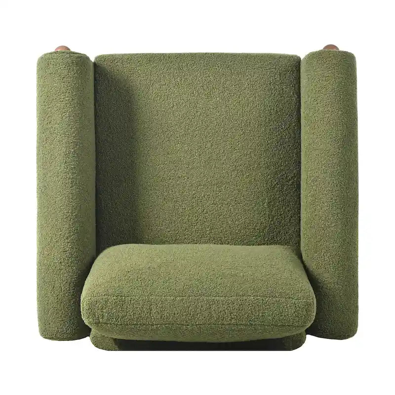 Upholstered Oversized Teddy Accent Chair with Walnut Legs