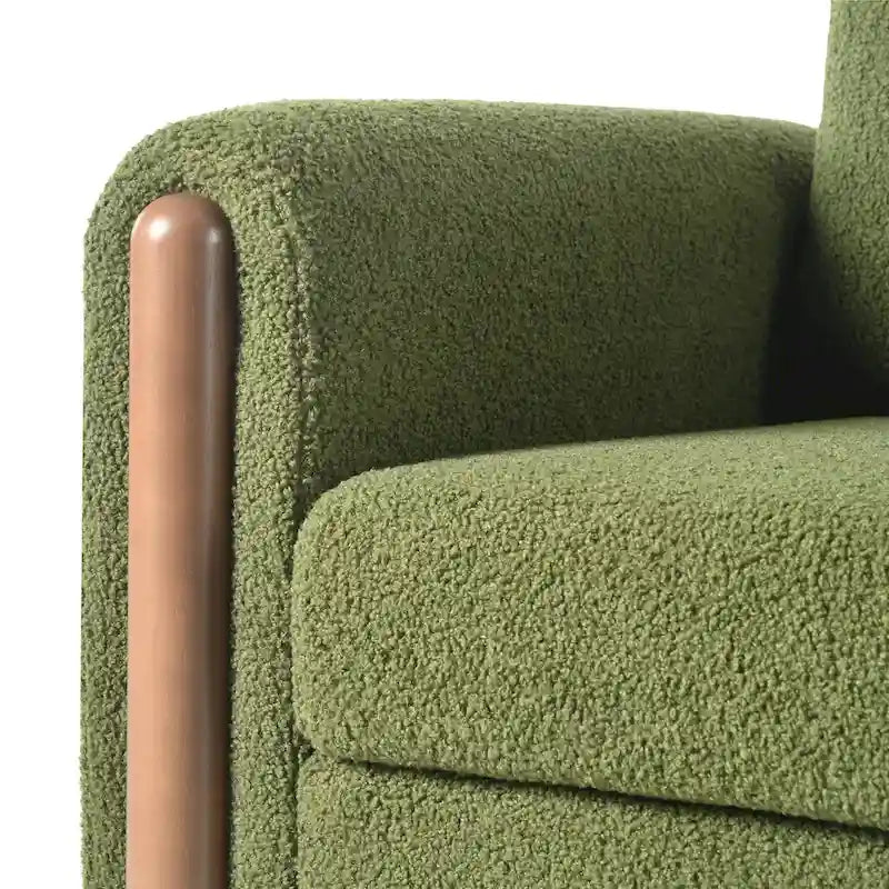 Upholstered Oversized Teddy Accent Chair with Walnut Legs