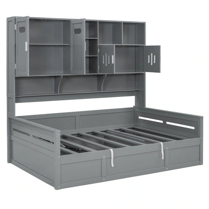 All-in-one Bookcase Captains Daybed with Hydraulic Storage Bed