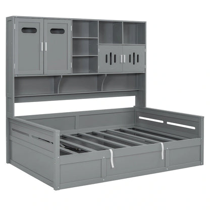 All-in-one Bookcase Captains Daybed with Hydraulic Storage Bed